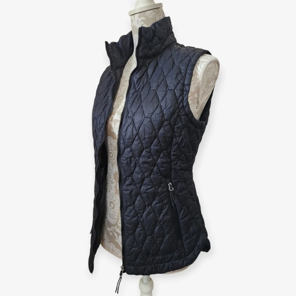 Free County Diamond Quilted Zip Up Black Puffer Vest M
